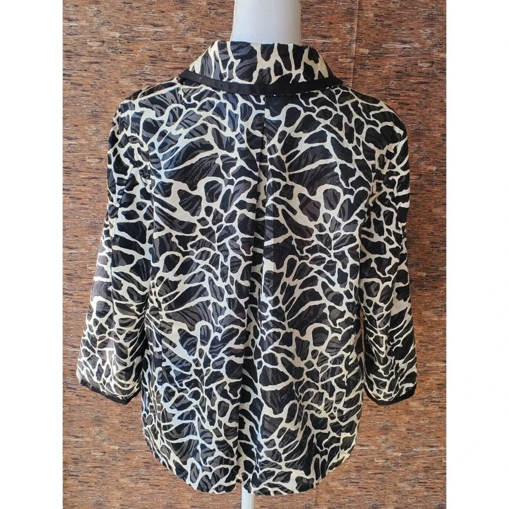 Chicos 2 Seema Jacket Womens Large Black White Stony‎ Path 3/4 Sleeve